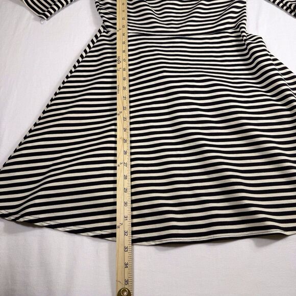 Pixley Dress Medium Kathy Striped‎ Fit & Flare Black Cream Skater Black White - Picture 11 of 15